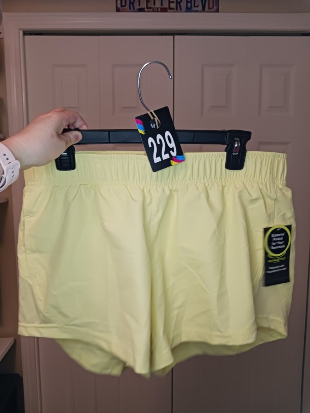 #229 - NWT Athletic Works Yellow Shorts with liner Size L